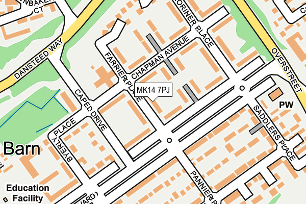 MK14 7PJ map - OS OpenMap – Local (Ordnance Survey) MK14 7PJ map - OS OpenMap – Local (Ordnance Survey)