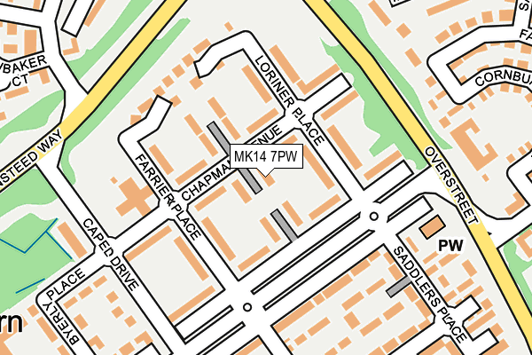 MK14 7PW map - OS OpenMap – Local (Ordnance Survey) MK14 7PW map - OS OpenMap – Local (Ordnance Survey)