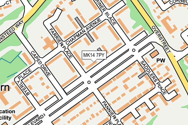 MK14 7PY map - OS OpenMap – Local (Ordnance Survey) MK14 7PY map - OS OpenMap – Local (Ordnance Survey)