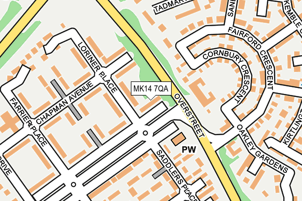 MK14 7QA map - OS OpenMap – Local (Ordnance Survey) MK14 7QA map - OS OpenMap – Local (Ordnance Survey)