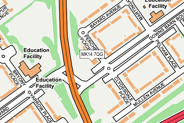 MK14 7QG map - OS OpenMap – Local (Ordnance Survey) MK14 7QG map - OS OpenMap – Local (Ordnance Survey)