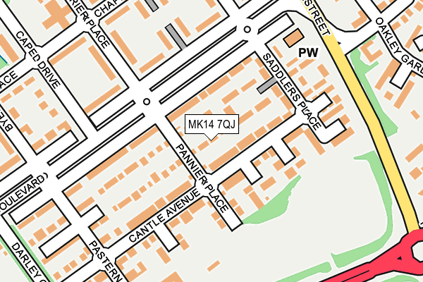 MK14 7QJ map - OS OpenMap – Local (Ordnance Survey) MK14 7QJ map - OS OpenMap – Local (Ordnance Survey)