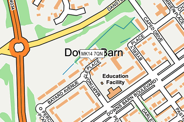 MK14 7QN map - OS OpenMap – Local (Ordnance Survey) MK14 7QN map - OS OpenMap – Local (Ordnance Survey)