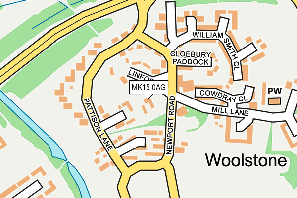 MK15 0AG map - OS OpenMap – Local (Ordnance Survey)