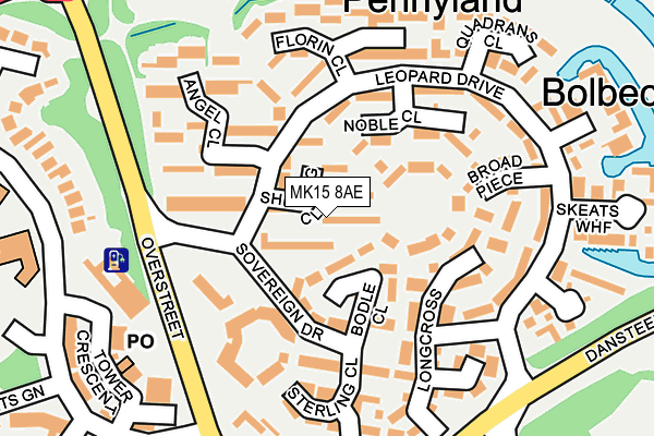 MK15 8AE map - OS OpenMap – Local (Ordnance Survey) MK15 8AE map - OS OpenMap – Local (Ordnance Survey)
