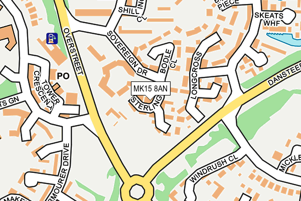 MK15 8AN map - OS OpenMap – Local (Ordnance Survey) MK15 8AN map - OS OpenMap – Local (Ordnance Survey)