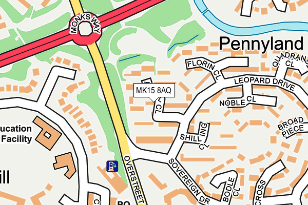 MK15 8AQ map - OS OpenMap – Local (Ordnance Survey)