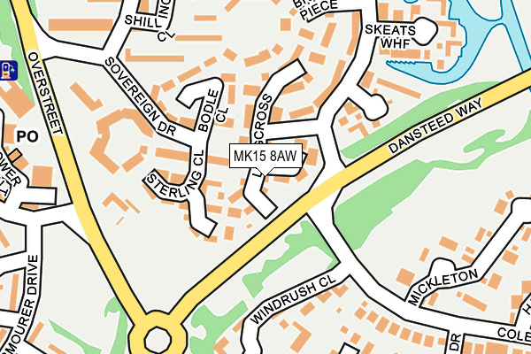 MK15 8AW map - OS OpenMap – Local (Ordnance Survey) MK15 8AW map - OS OpenMap – Local (Ordnance Survey)
