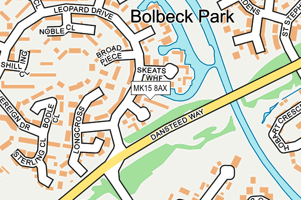 MK15 8AX map - OS OpenMap – Local (Ordnance Survey) MK15 8AX map - OS OpenMap – Local (Ordnance Survey)