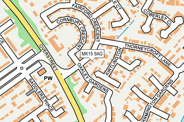 MK15 9AG map - OS OpenMap – Local (Ordnance Survey) MK15 9AG map - OS OpenMap – Local (Ordnance Survey)