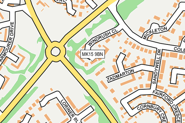MK15 9BN map - OS OpenMap – Local (Ordnance Survey) MK15 9BN map - OS OpenMap – Local (Ordnance Survey)