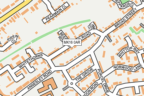 MK16 0AR map - OS OpenMap – Local (Ordnance Survey)