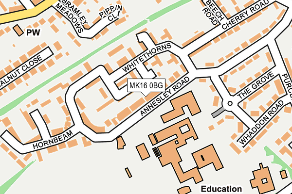 MK16 0BG map - OS OpenMap – Local (Ordnance Survey)