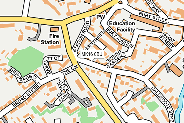 MK16 0BU map - OS OpenMap – Local (Ordnance Survey)