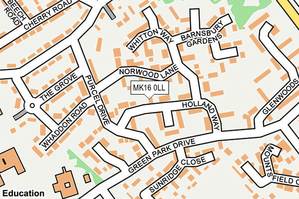 MK16 0LL map - OS OpenMap – Local (Ordnance Survey)