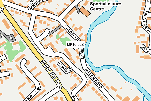 MK16 0LZ map - OS OpenMap – Local (Ordnance Survey)