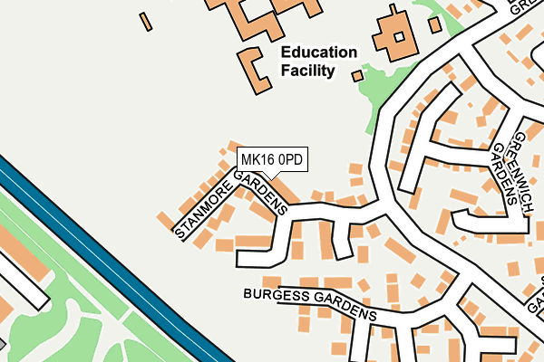 MK16 0PD map - OS OpenMap – Local (Ordnance Survey) MK16 0PD map - OS OpenMap – Local (Ordnance Survey)
