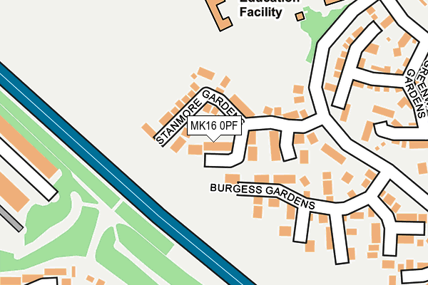 MK16 0PF map - OS OpenMap – Local (Ordnance Survey) MK16 0PF map - OS OpenMap – Local (Ordnance Survey)