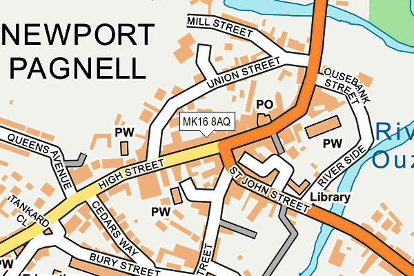 MK16 8AQ map - OS OpenMap – Local (Ordnance Survey)
