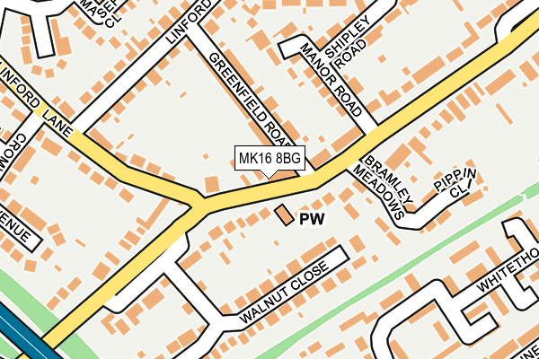 MK16 8BG map - OS OpenMap – Local (Ordnance Survey) MK16 8BG map - OS OpenMap – Local (Ordnance Survey)