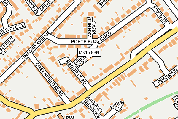 MK16 8BN map - OS OpenMap – Local (Ordnance Survey) MK16 8BN map - OS OpenMap – Local (Ordnance Survey)