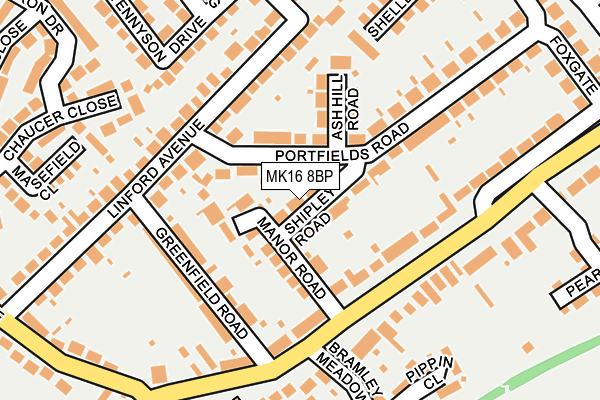 MK16 8BP map - OS OpenMap – Local (Ordnance Survey) MK16 8BP map - OS OpenMap – Local (Ordnance Survey)