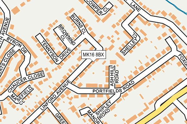 MK16 8BX map - OS OpenMap – Local (Ordnance Survey) MK16 8BX map - OS OpenMap – Local (Ordnance Survey)