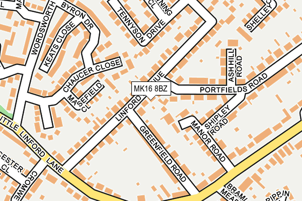 MK16 8BZ map - OS OpenMap – Local (Ordnance Survey) MK16 8BZ map - OS OpenMap – Local (Ordnance Survey)
