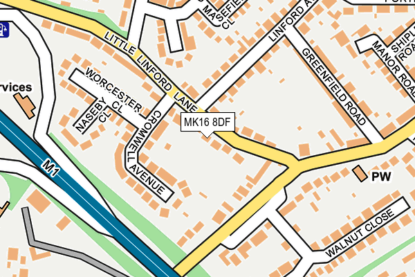 MK16 8DF map - OS OpenMap – Local (Ordnance Survey) MK16 8DF map - OS OpenMap – Local (Ordnance Survey)