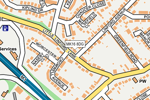 MK16 8DG map - OS OpenMap – Local (Ordnance Survey)