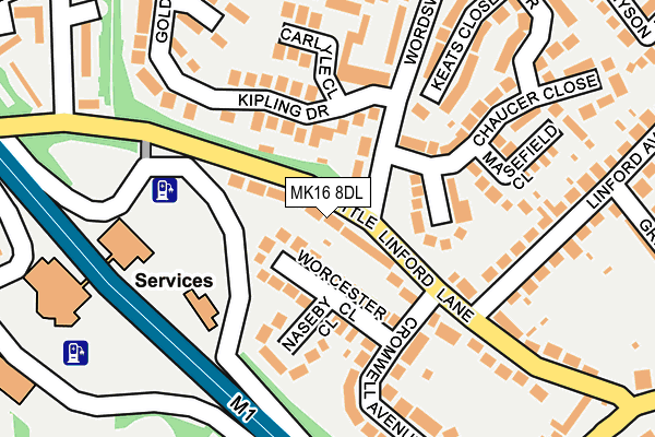 MK16 8DL map - OS OpenMap – Local (Ordnance Survey) MK16 8DL map - OS OpenMap – Local (Ordnance Survey)