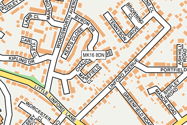 MK16 8DN map - OS OpenMap – Local (Ordnance Survey) MK16 8DN map - OS OpenMap – Local (Ordnance Survey)