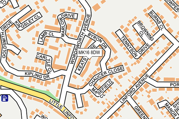 MK16 8DW map - OS OpenMap – Local (Ordnance Survey) MK16 8DW map - OS OpenMap – Local (Ordnance Survey)