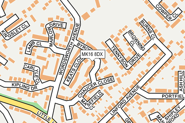 MK16 8DX map - OS OpenMap – Local (Ordnance Survey) MK16 8DX map - OS OpenMap – Local (Ordnance Survey)