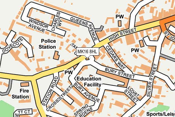 MK16 8HL map - OS OpenMap – Local (Ordnance Survey)