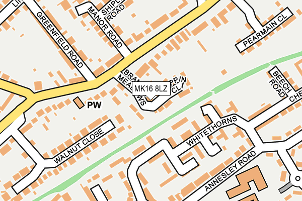 MK16 8LZ map - OS OpenMap – Local (Ordnance Survey) MK16 8LZ map - OS OpenMap – Local (Ordnance Survey)