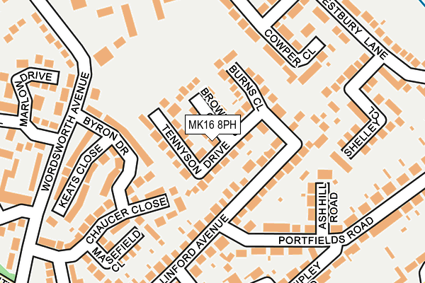 MK16 8PH map - OS OpenMap – Local (Ordnance Survey) MK16 8PH map - OS OpenMap – Local (Ordnance Survey)