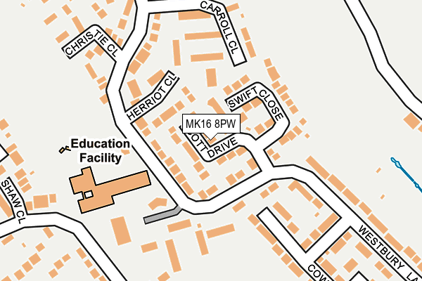 MK16 8PW map - OS OpenMap – Local (Ordnance Survey) MK16 8PW map - OS OpenMap – Local (Ordnance Survey)