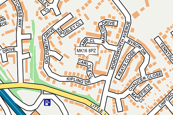 MK16 8PZ map - OS OpenMap – Local (Ordnance Survey) MK16 8PZ map - OS OpenMap – Local (Ordnance Survey)