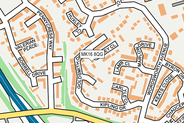 MK16 8QG map - OS OpenMap – Local (Ordnance Survey) MK16 8QG map - OS OpenMap – Local (Ordnance Survey)