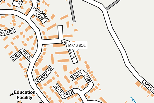 MK16 8QL map - OS OpenMap – Local (Ordnance Survey)