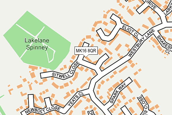 MK16 8QR map - OS OpenMap – Local (Ordnance Survey) MK16 8QR map - OS OpenMap – Local (Ordnance Survey)