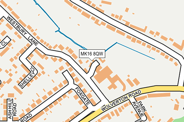 MK16 8QW map - OS OpenMap – Local (Ordnance Survey) MK16 8QW map - OS OpenMap – Local (Ordnance Survey)