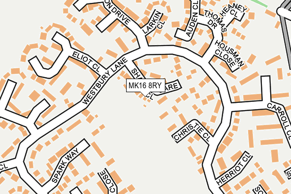MK16 8RY map - OS OpenMap – Local (Ordnance Survey) MK16 8RY map - OS OpenMap – Local (Ordnance Survey)