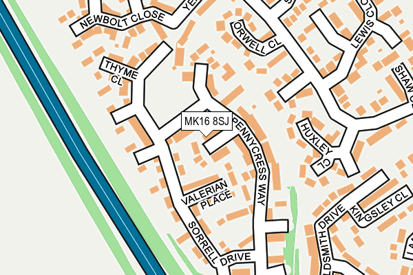 MK16 8SJ map - OS OpenMap – Local (Ordnance Survey) MK16 8SJ map - OS OpenMap – Local (Ordnance Survey)