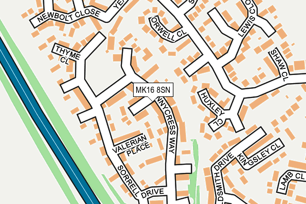 MK16 8SN map - OS OpenMap – Local (Ordnance Survey) MK16 8SN map - OS OpenMap – Local (Ordnance Survey)