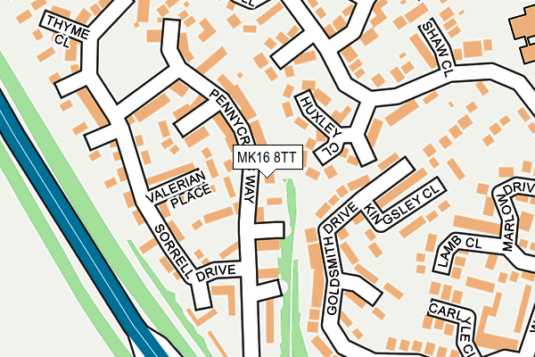 MK16 8TT map - OS OpenMap – Local (Ordnance Survey) MK16 8TT map - OS OpenMap – Local (Ordnance Survey)