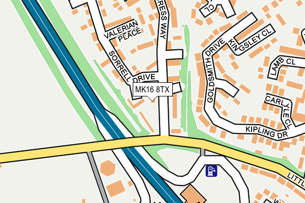 MK16 8TX map - OS OpenMap – Local (Ordnance Survey)