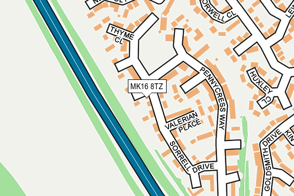 MK16 8TZ map - OS OpenMap – Local (Ordnance Survey) MK16 8TZ map - OS OpenMap – Local (Ordnance Survey)