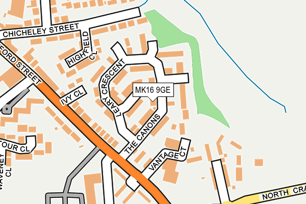 MK16 9GE map - OS OpenMap – Local (Ordnance Survey) MK16 9GE map - OS OpenMap – Local (Ordnance Survey)